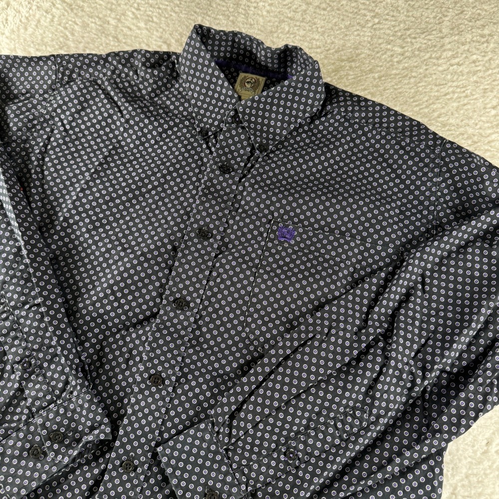 Cinch Shirt Mens Small Purple Black Western Button Up Rancher Cotton Rodeo Dress